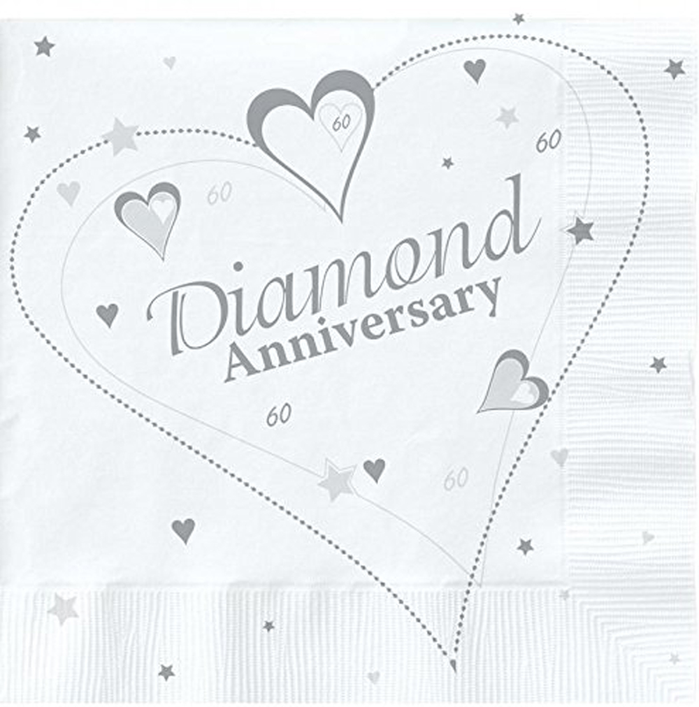18 Diamond Wedding Napkins 60th Anniversary Napkins Serviettes Party